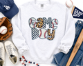 Baseball Game Day Cheetah Checkered Sequin Patch Sweatshirt