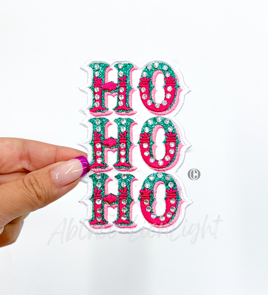 Ho Ho Ho Rhinestones©️ Christmas Glitter Embroidery Patch