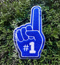 Royal Blue Game Day Foam Finger Chenille Patch - Large