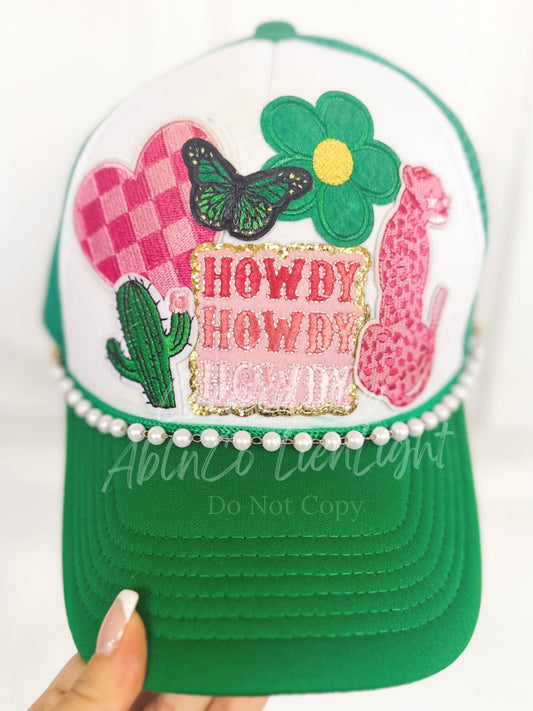 Green Hat Preppy Girly Patches & Chain