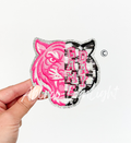 Tiger Mascot Pink Checkered Sequin Patch - Large