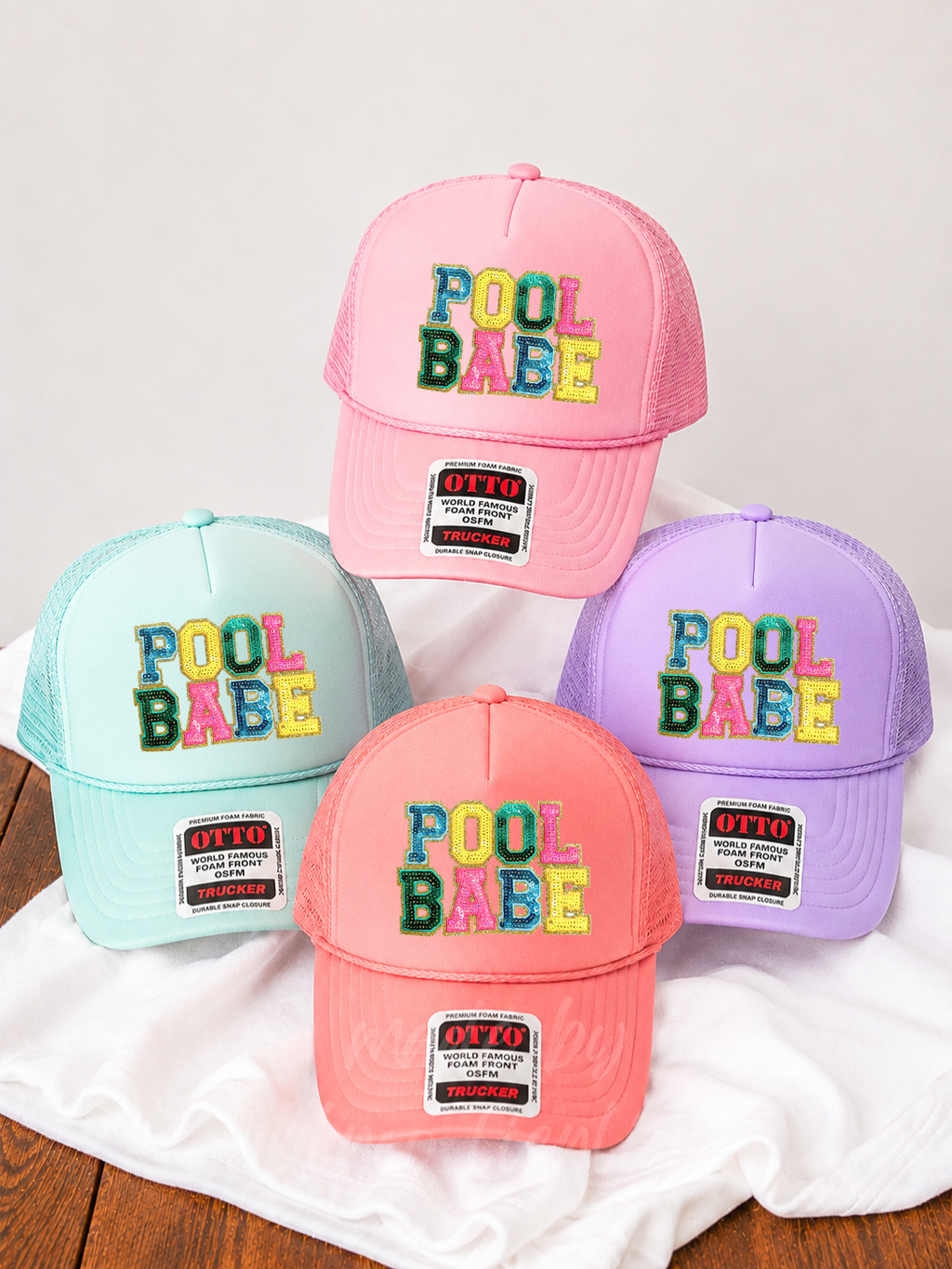 Sequin Pool Babe Summer Patch Otto Trucker Hat