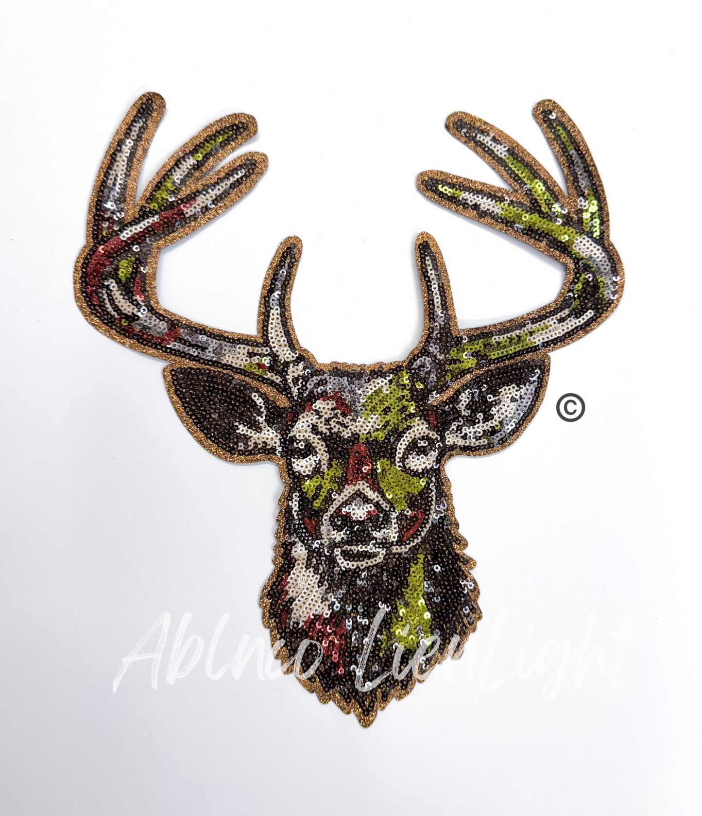 Camo Deer Hunting Sequins Patch - Large Patch