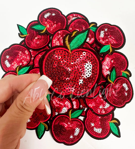 Red Apple Teach Sequins Patch