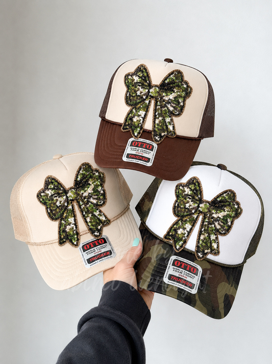 Sequin Camo Bow Otto Trucker Hat
