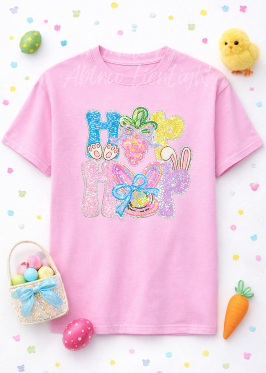 Hip Hop Easter Sequin Patch Tshirt