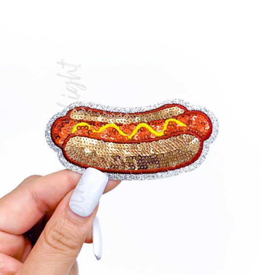 Hotdog Food Sequin Patch