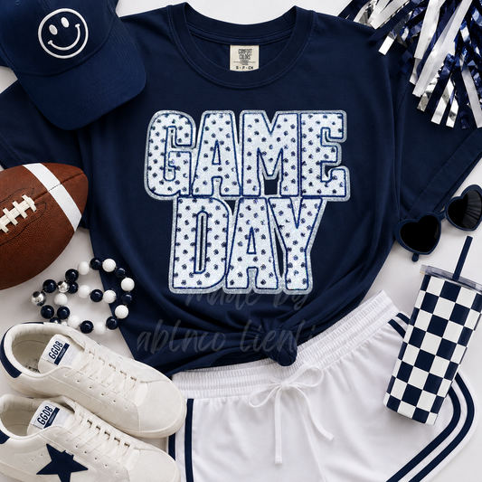 Navy Polka Dots Game Day Sequin Tshirt & Sweatshirt