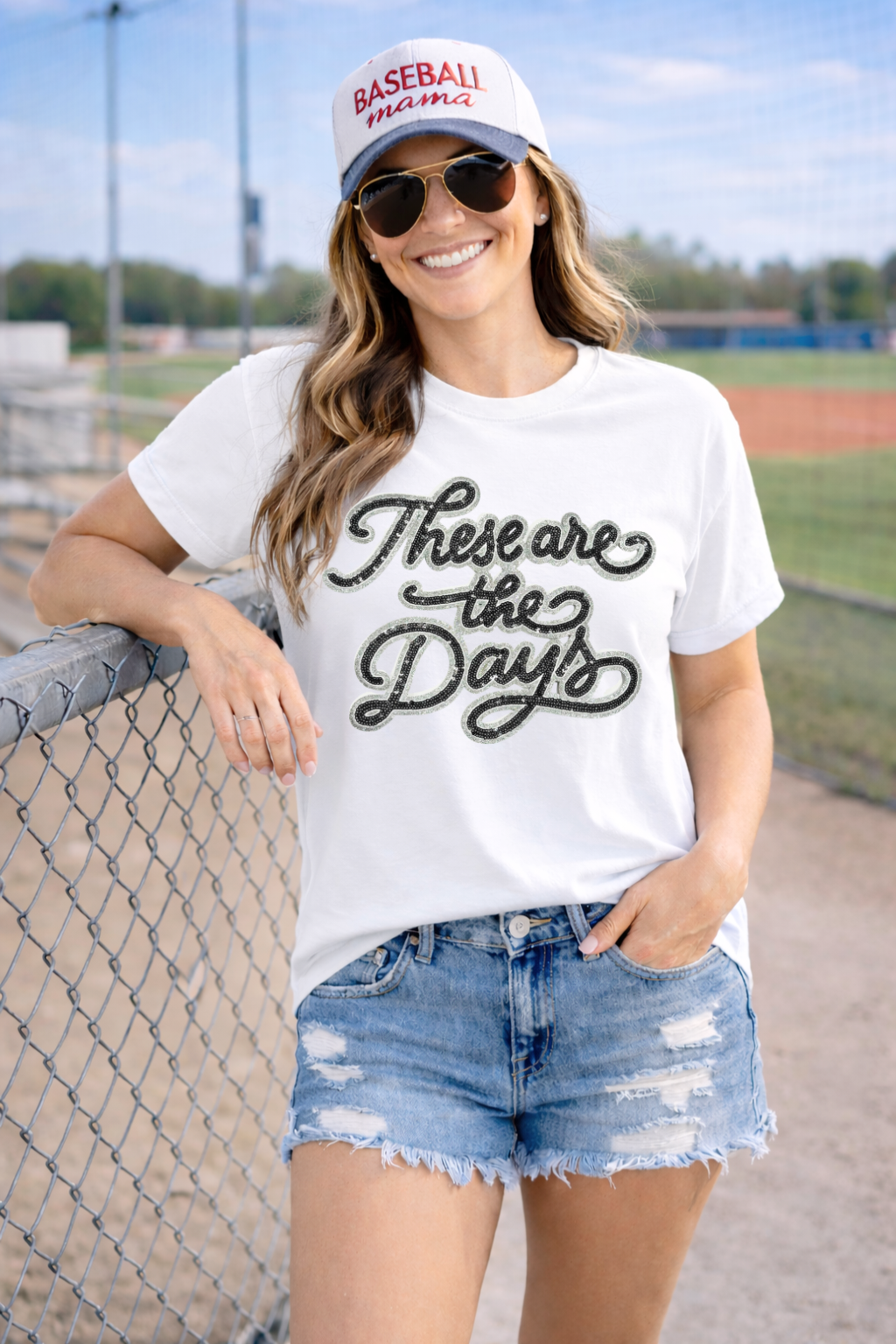 These Are The Days Black Sequin Patch Tshirt