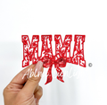 Red Floral Mama Sequins Bow Embroidery Patch