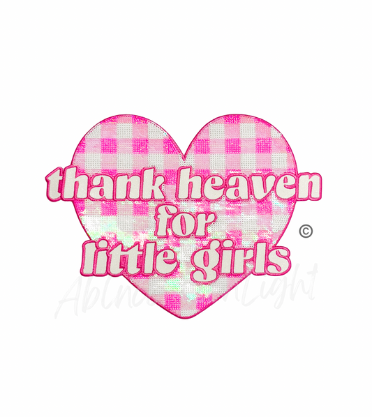 Thank Heaven For Little Girls Pink Checkered Sequin Patch - Large