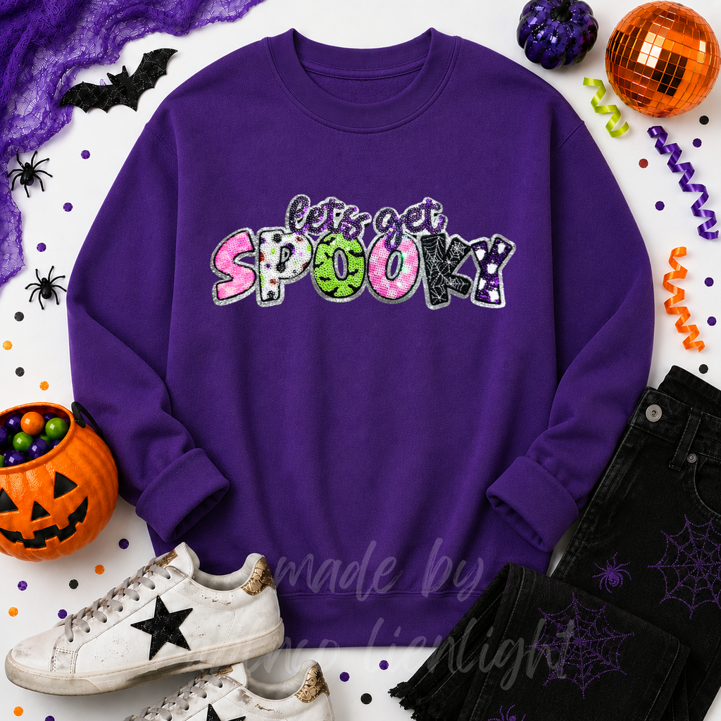 Lets Get Spooky Halloween Sequin Patch Sweatshirt