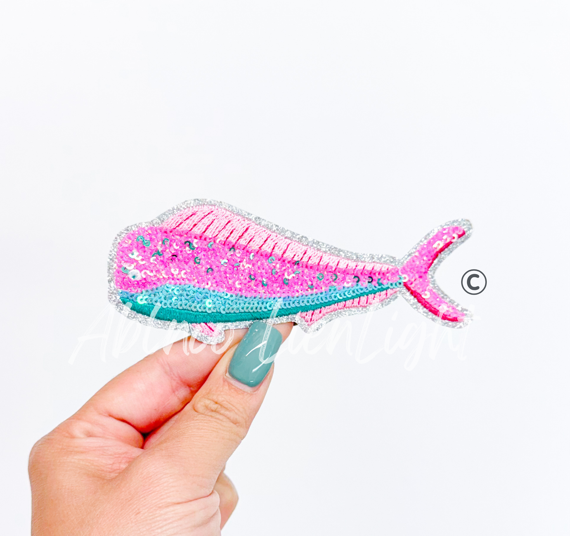 Preppy Pink Mahi Fish ©️ Sea Fishing Sequin Patch – ABLNco