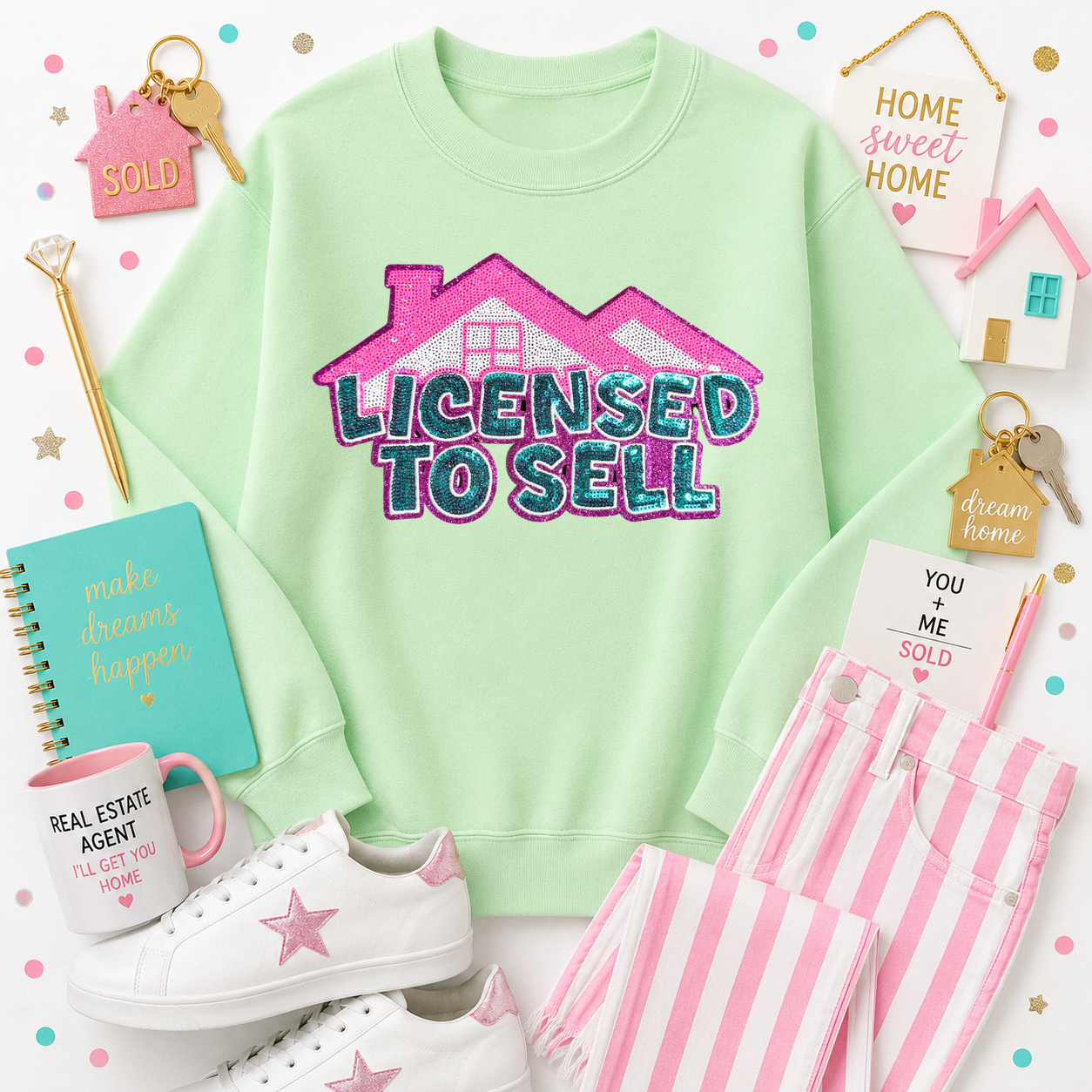 Licensed To Sell Realtor Sequin Patch Sweatshirt