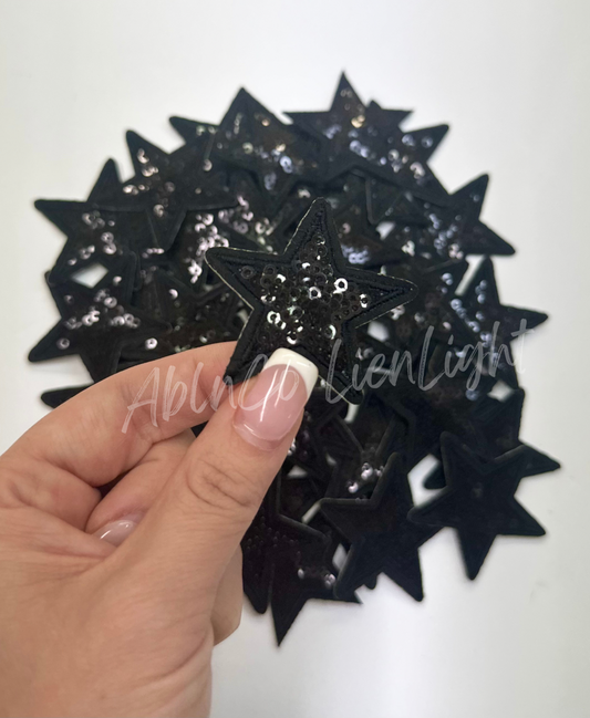 2” Black Sequin Star Embroidery Patch