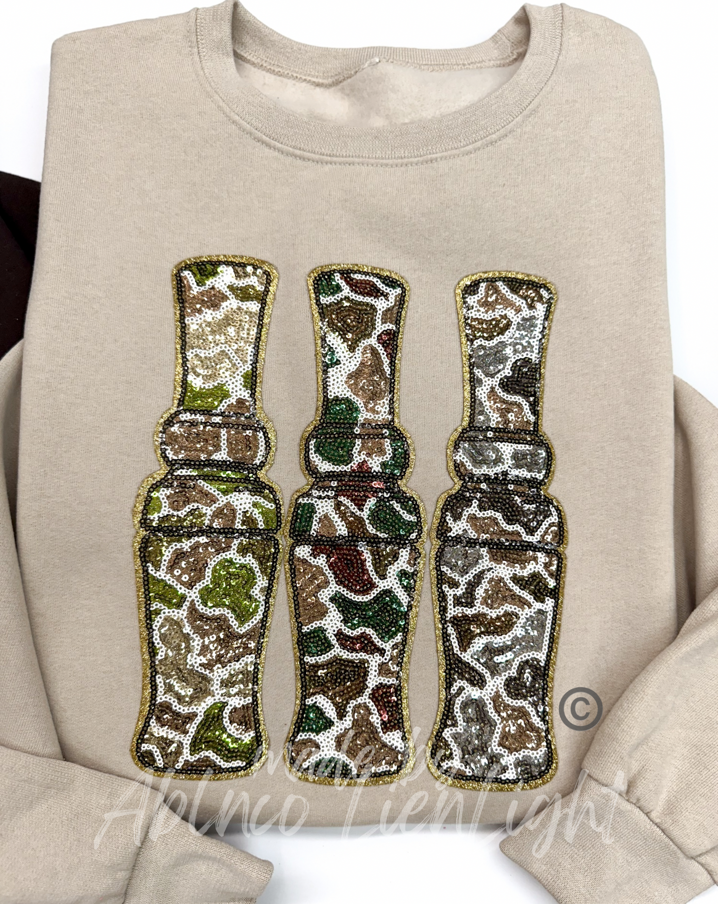 Duck Call Hunting Sequins Patch Sweatshirt