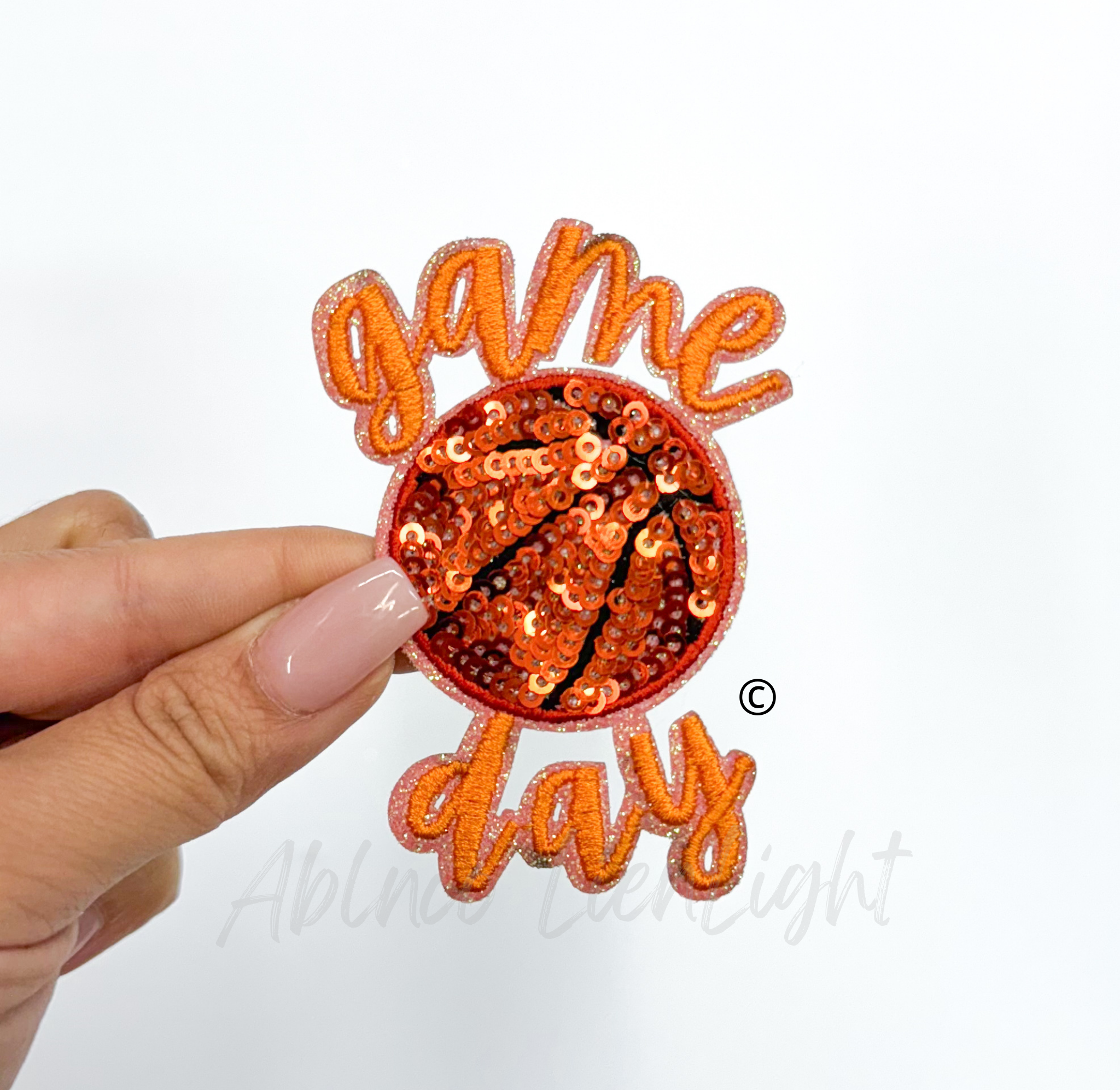 Basketball Orange Game Day Embroidery Sequin Patch