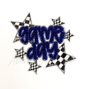 Navy Game Day Checkered Star Chenille Sequin Patch - Large