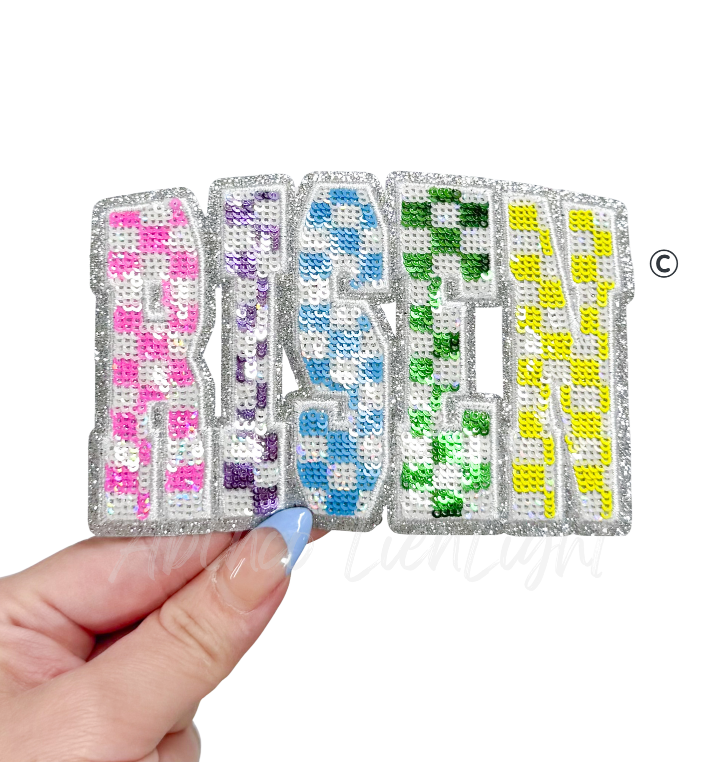 Colorful Risen Easter Faith Sequin Patch - Small