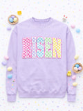 Colorful Checkered Risen Faith Easter Chenille Patch Sweatshirt