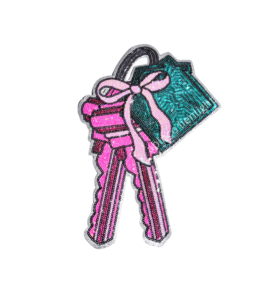 Sweet Home House Keys Sequin Patch - Large
