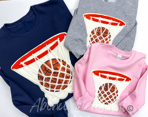 Basketball Hoop Chenille Sequin Patch