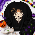 Cowboy Robe Ghost Halloween Sequin Patch Sweatshirt