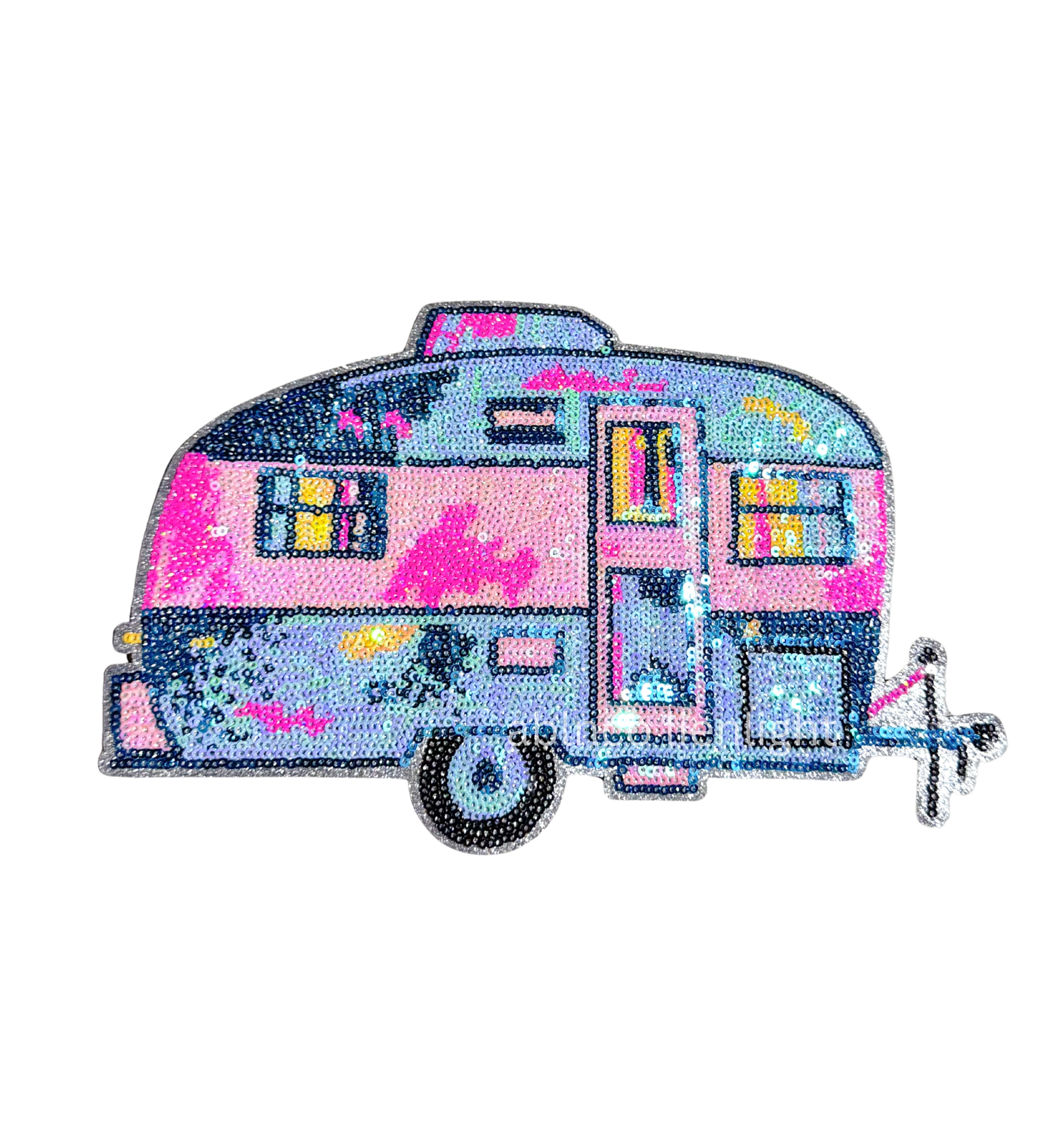Trailer Camper Camping Pink Sequin Patch - Large