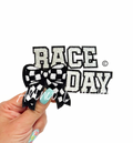 Race Day Checkered Bow Glitter Patch - Small