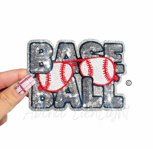 Baseball Shades Silver Sequin Patch - Small