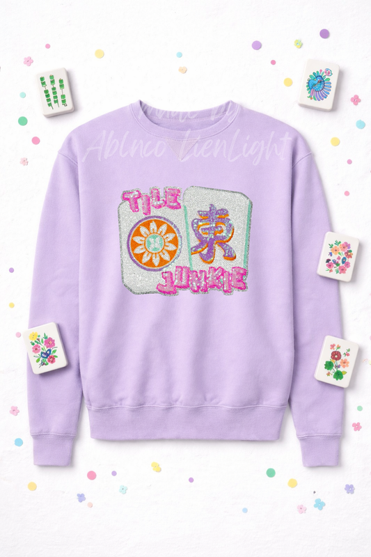Tile Junkie Mahjong Sequin Patch Sweatshirt