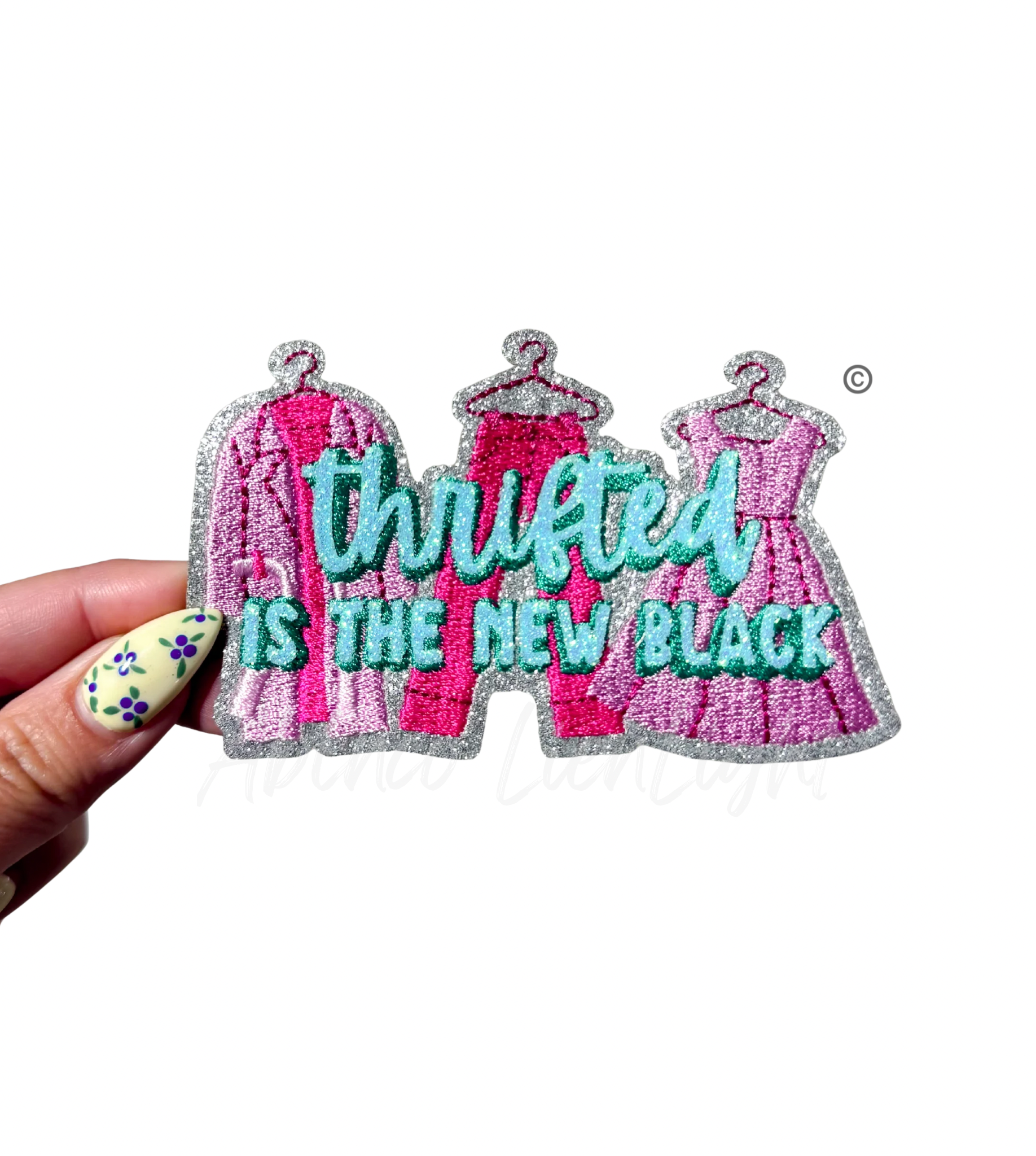 Thrifted Is The New Black Glitter Patch - Small