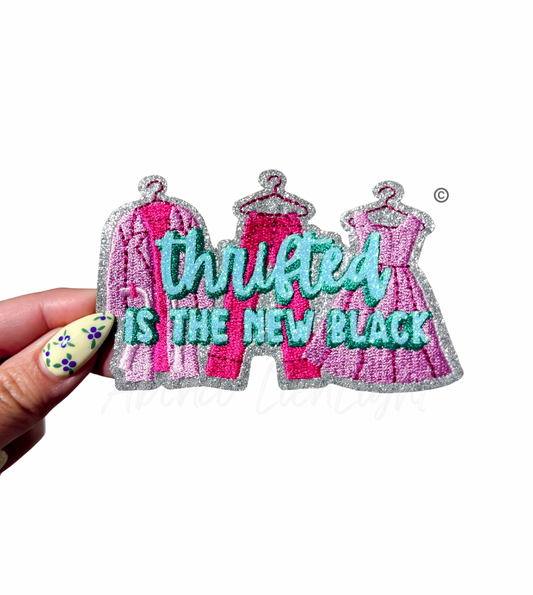Thrifted Is The New Black Glitter Patch - Small