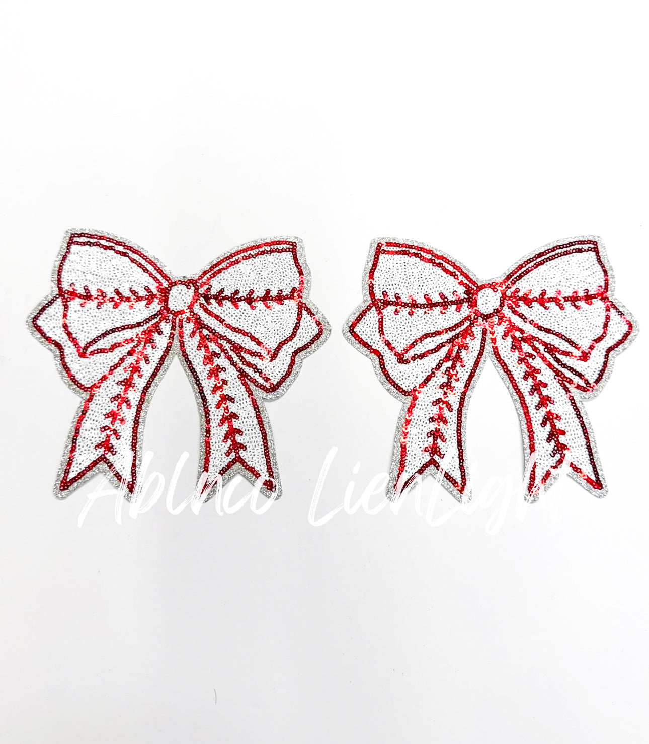 Baseball Side Bows Sequin Patch