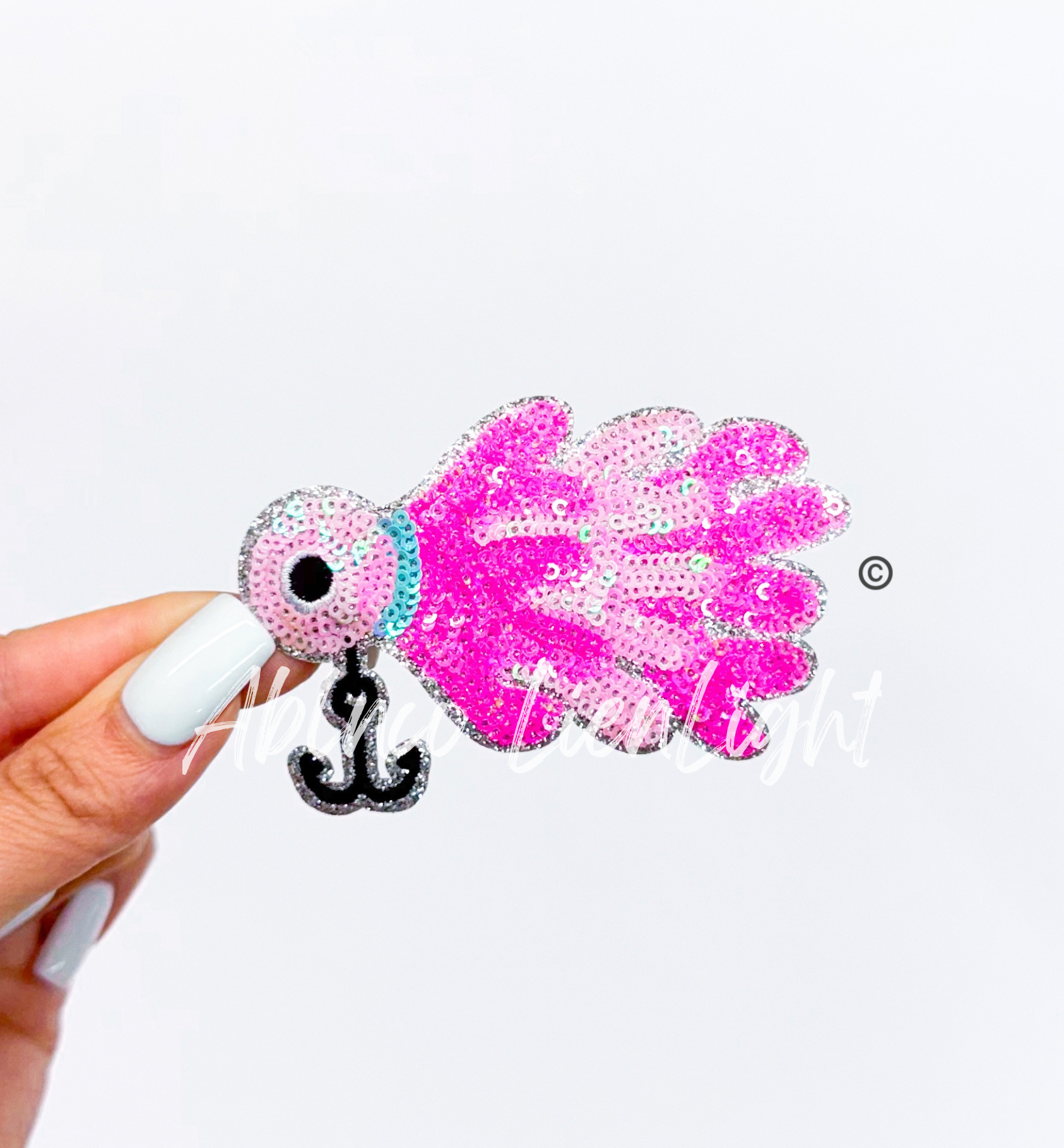 Minnow Bait Lure Fishing Pink Sequin Patch