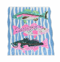 Pink and Teal Fish Trio Summer Sequin Chenille Patch - Large