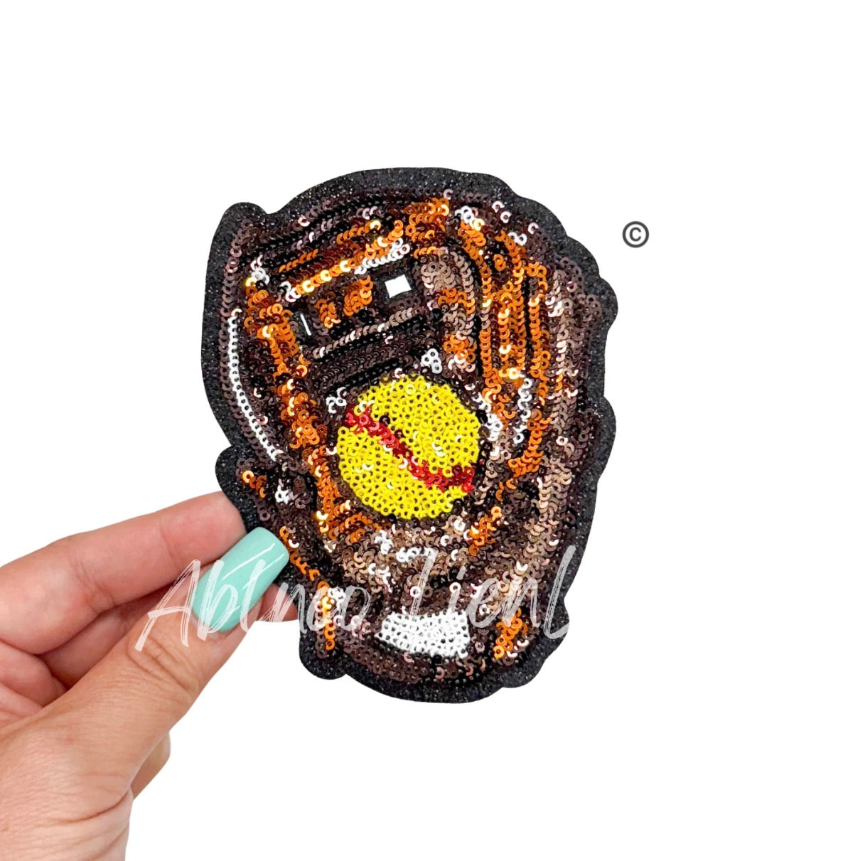 Softball Glove Mit Sequin Game Day Patch - Small