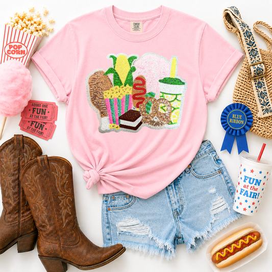 County Fair Foods Summer Sequin Patch Tshirt
