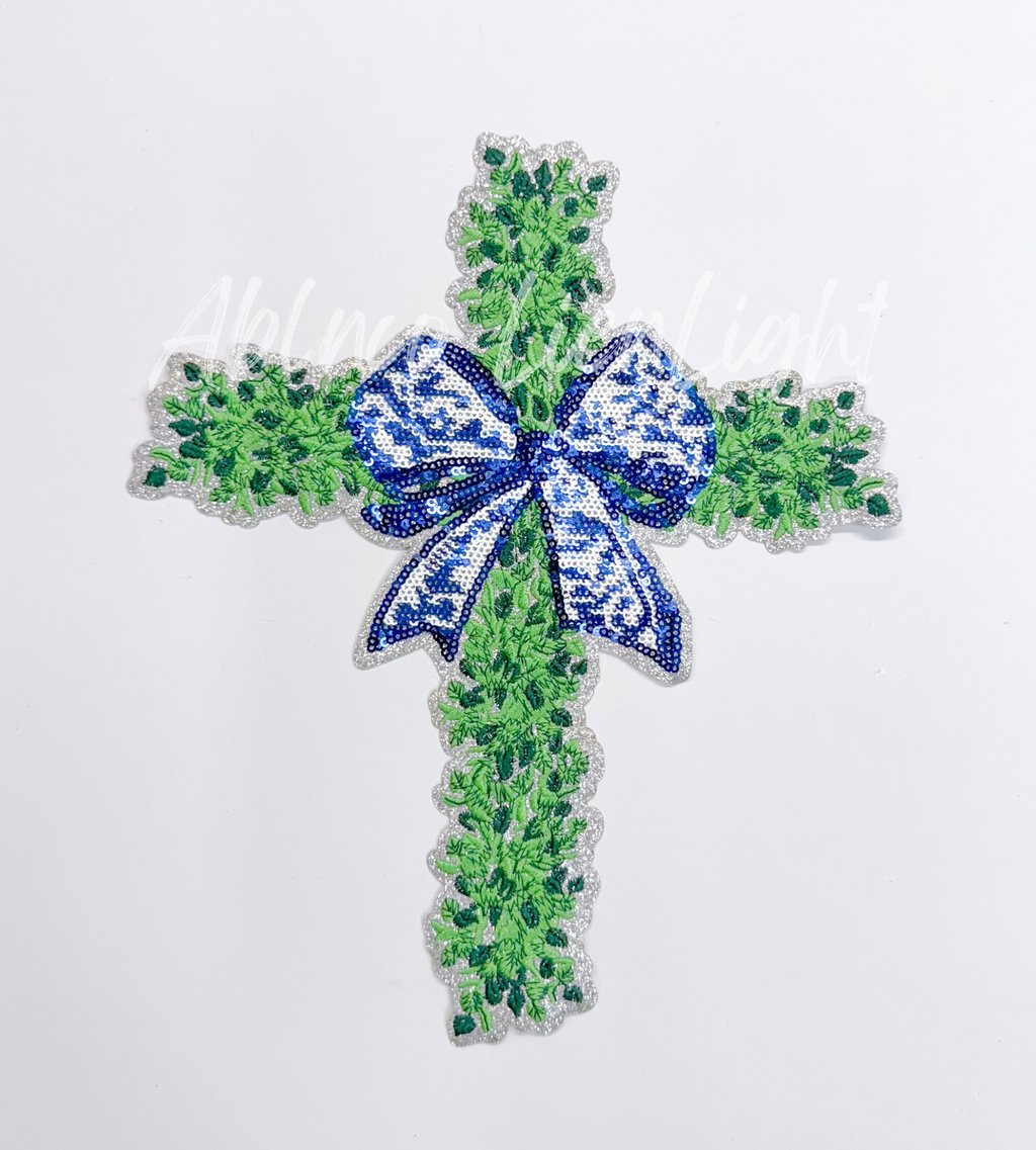Boxwood Cross Bow Sequin Patch