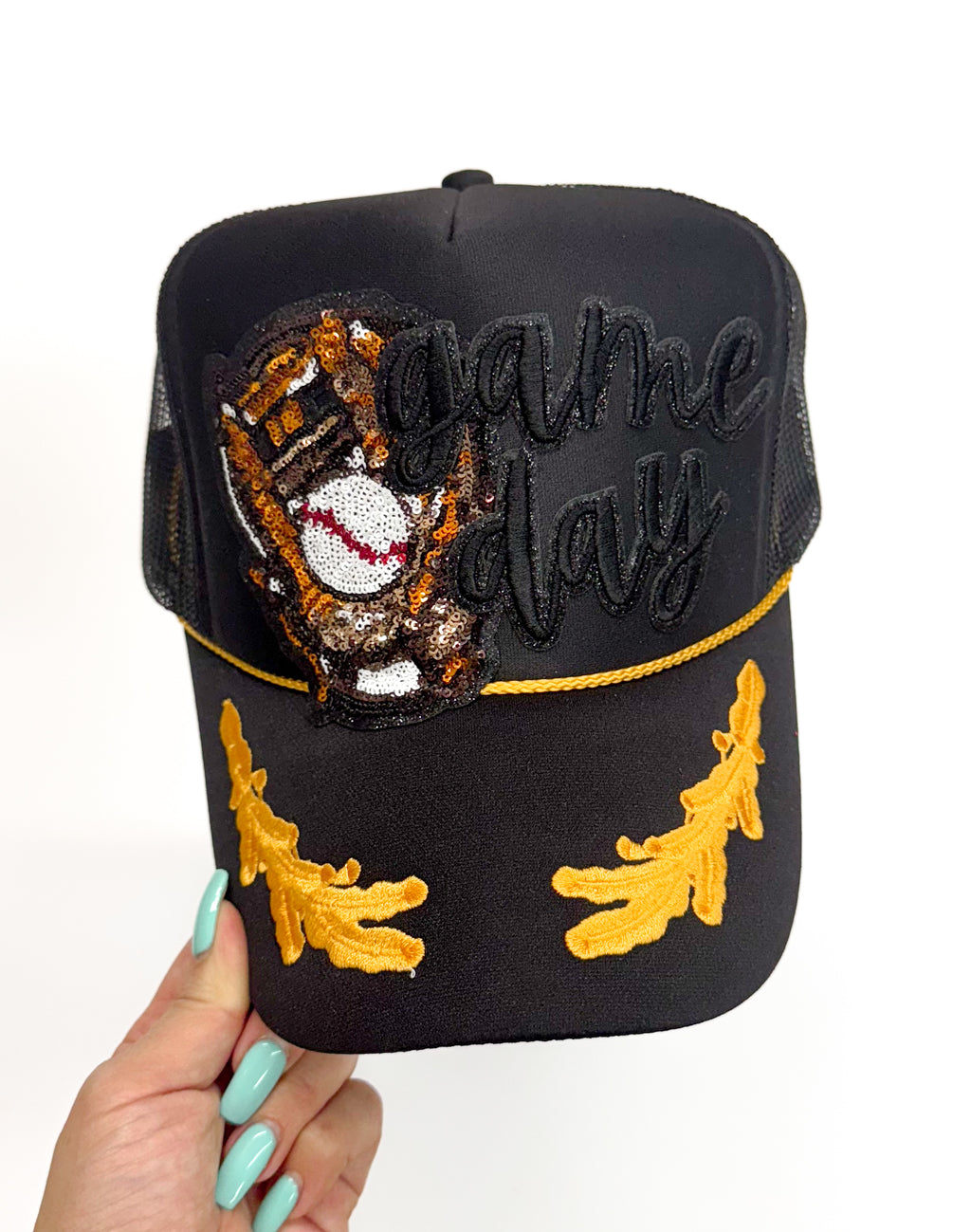 Baseball Glove Mit Sequin Game Day Patch - Small