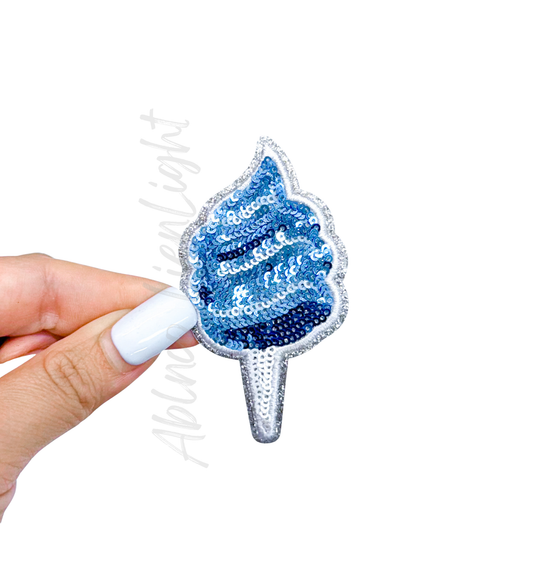 Blue Cotton Candy Food Sequin Patch