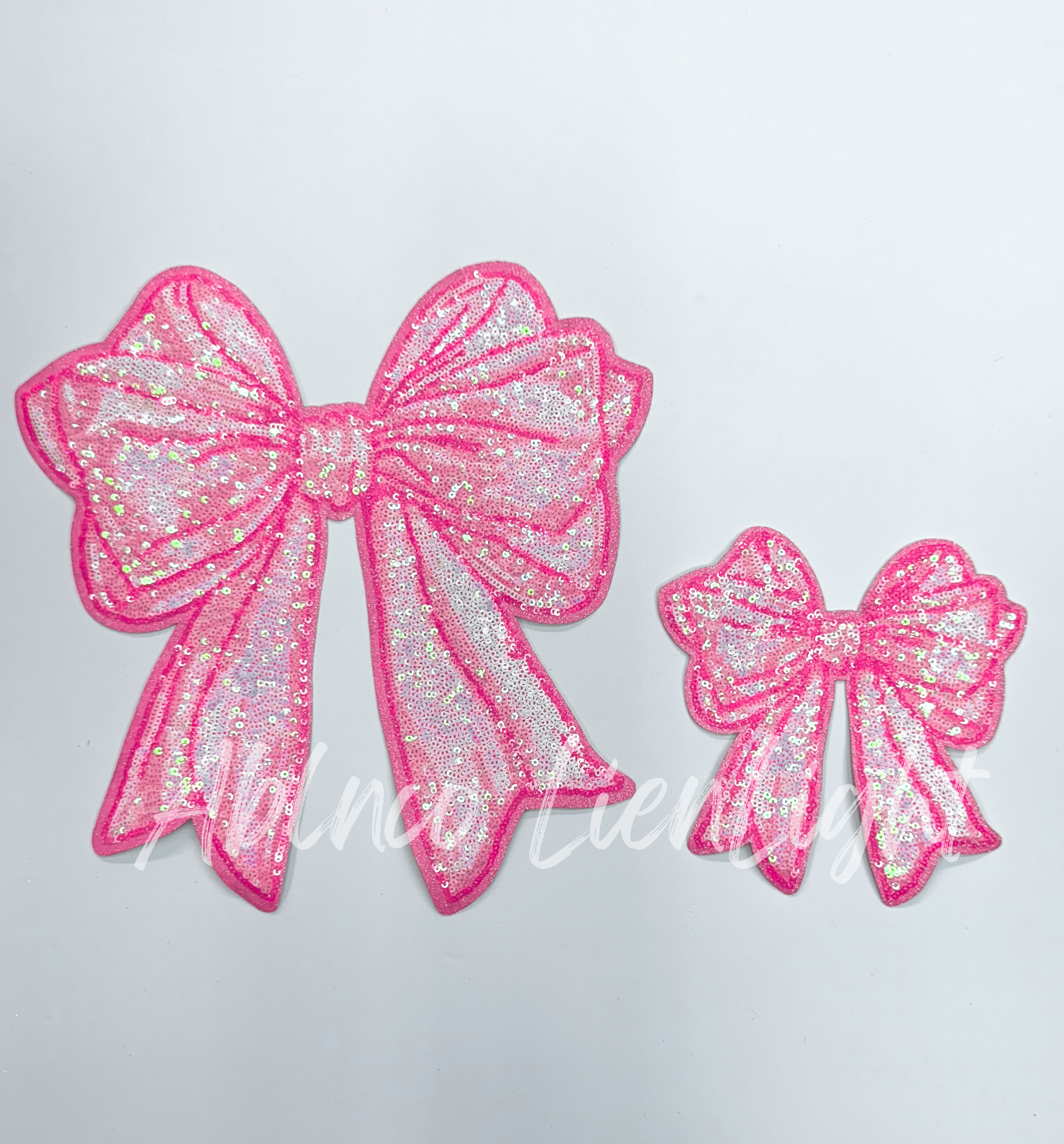 Pink Side Bows Sequin Patch