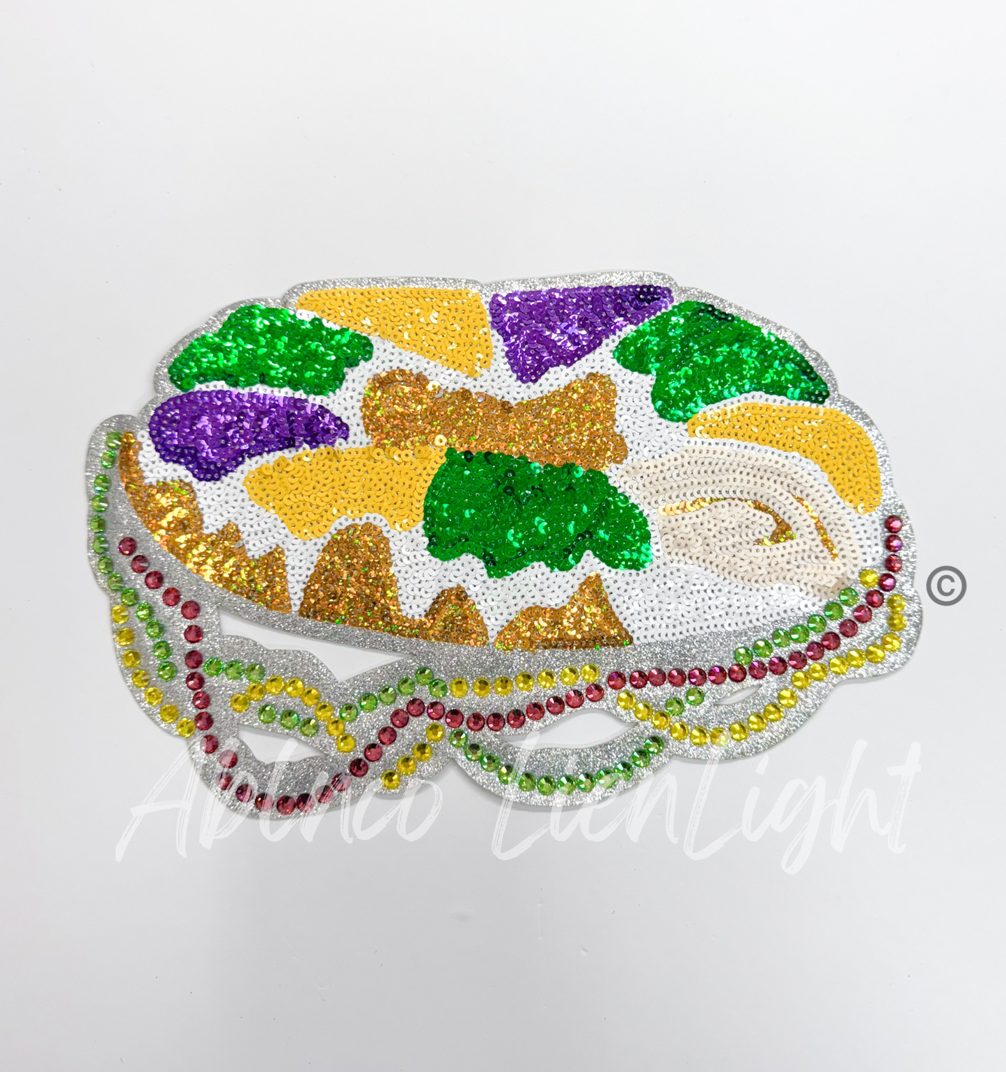 Mardi Gras King Cake Sequins Patch