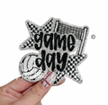 Volleyball Game Day Checkered Star Sequin Patch - Small