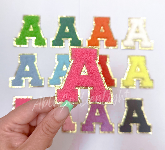 Hot Pink Chenille Letter Adhesive Sticker Patch