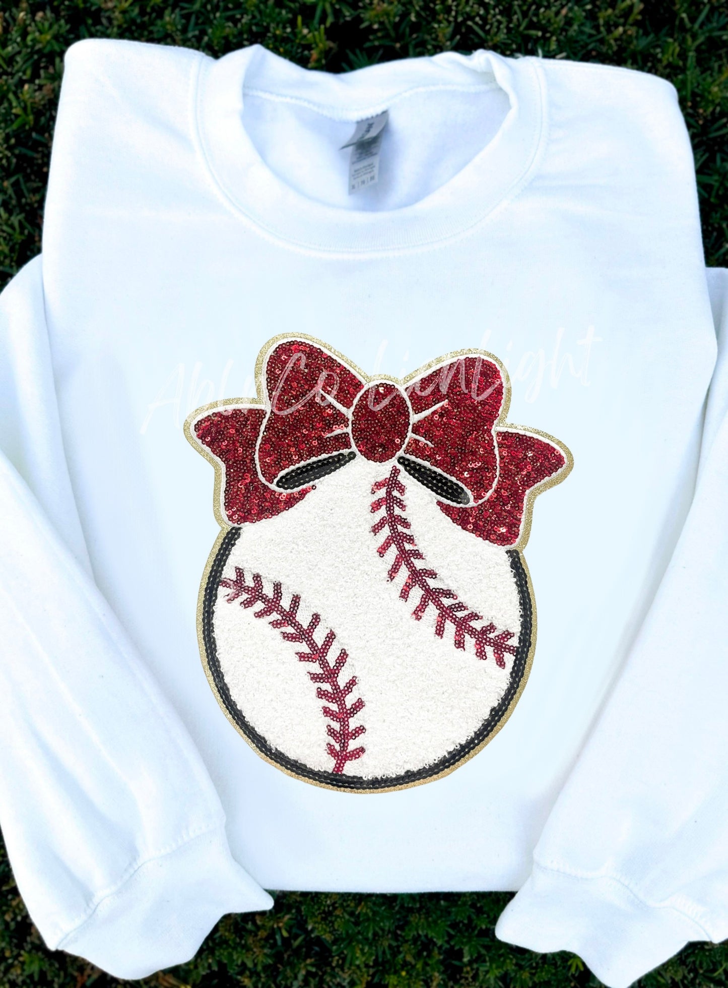 Big Baseball Bow Sequin Chenille Patch