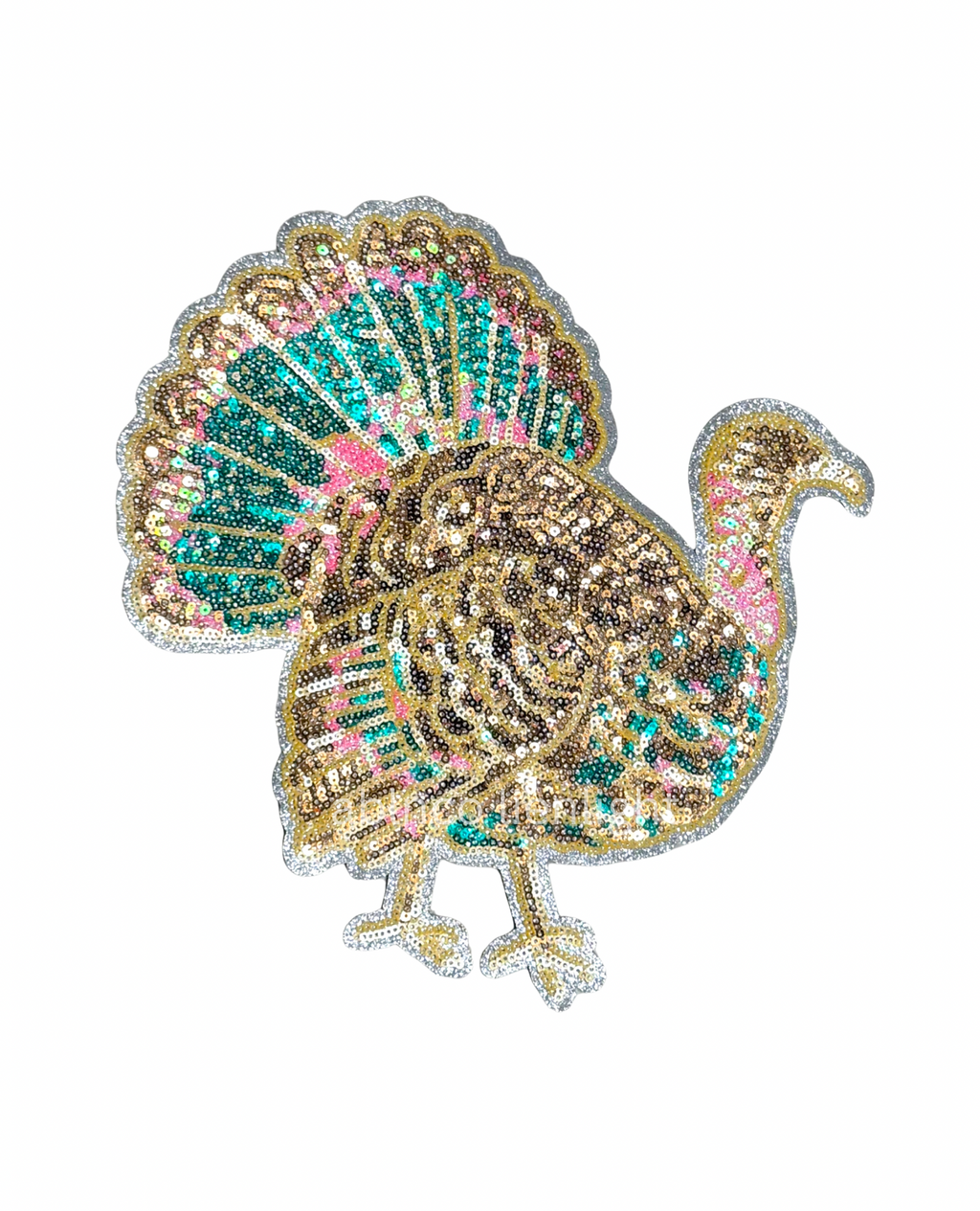 Colorful Turkey Thanksgiving Fall Sequin Patch - Large