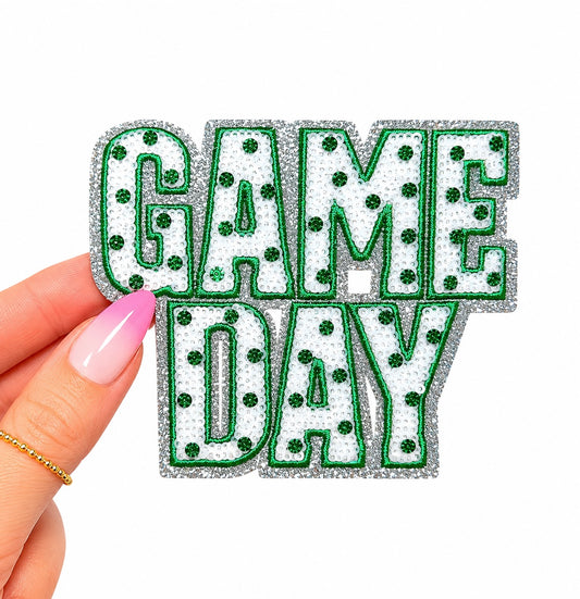 Green Polka Dots Game Day Sequin Patch - Small