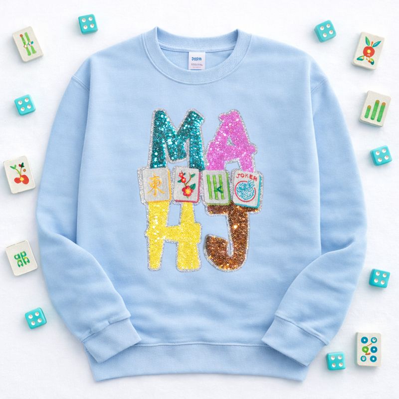 Colorful Mahjong Sequin Patch Sweatshirt
