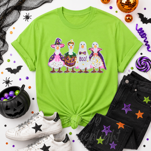Silly Goose Halloween Sequin Patch Tshirt